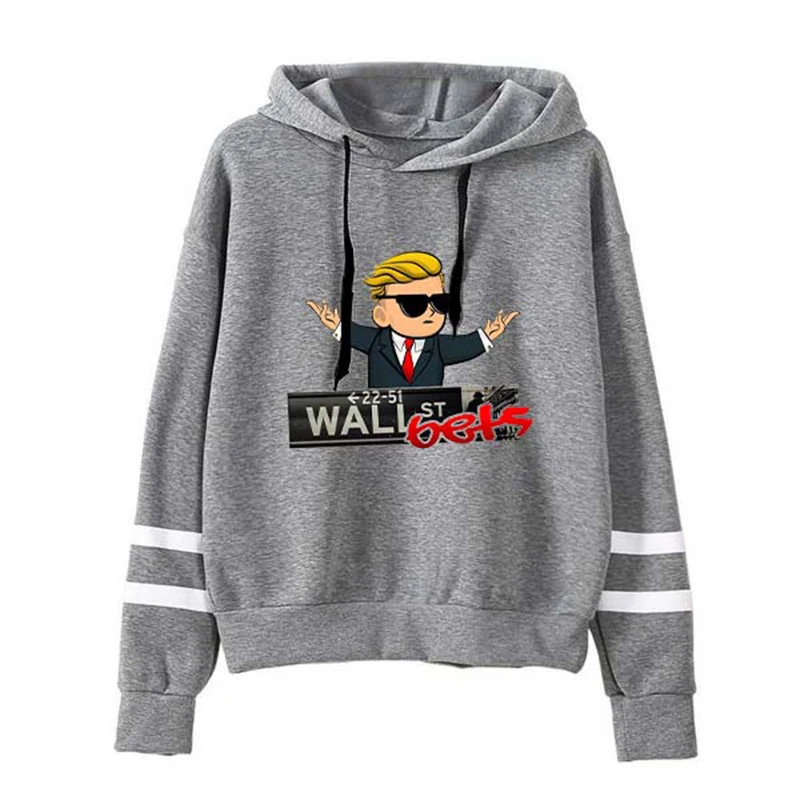 

2021 New Fashion Women Wall Street Bets Hoodies Letter Print Stripe Long Sleeve WSB Casual Pullovers Femme Hooded Sweatshirts