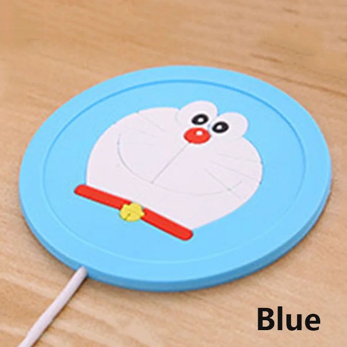 1 шт. USB чашки Pad мультфильм Силиконовые теплые кофе чай напиток usb нагревательный лоток чашки коврики гаджеты - Цвет: Blue