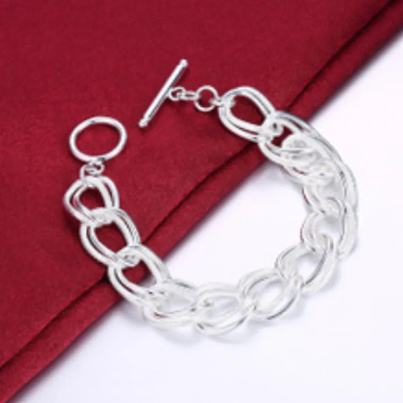 

Fashion Elegant Female Silver Color Chain Link Bracelet Engagement Wedding Party Casual Bracelet Jewelry Christmas Gifts