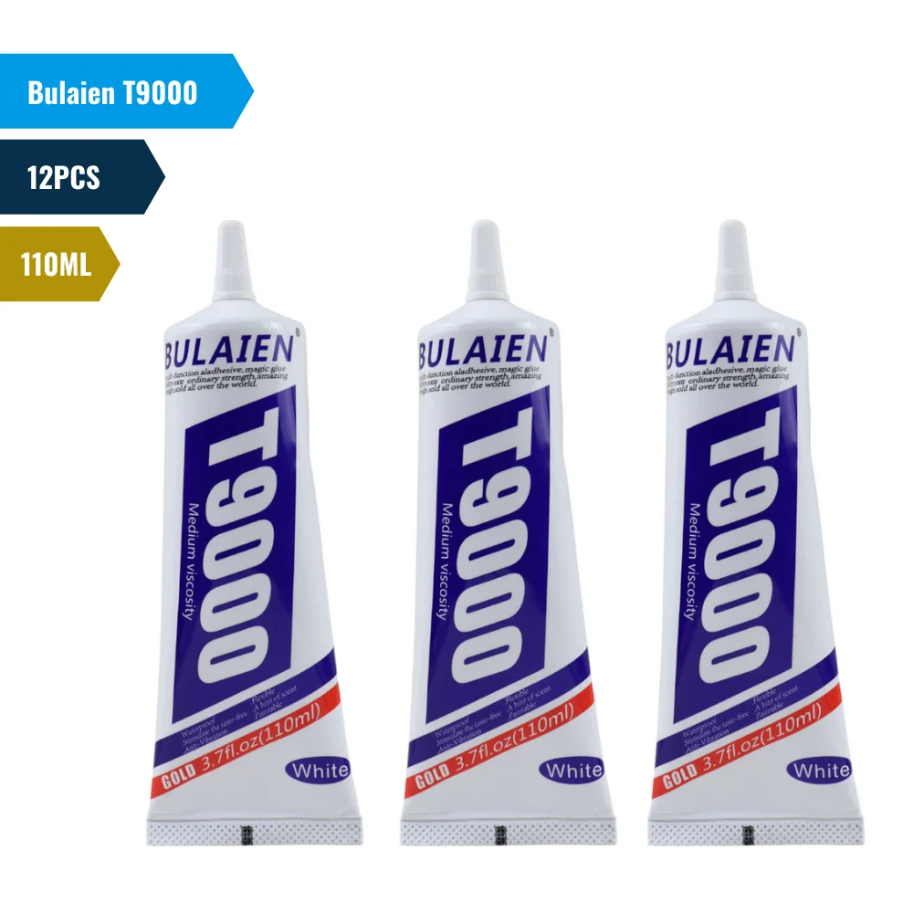 12PCS Bulaien T9000 110ML Clear Contact Phone Repair Adhesive Acrylic Friendly Glue With Precision Applicator Tip