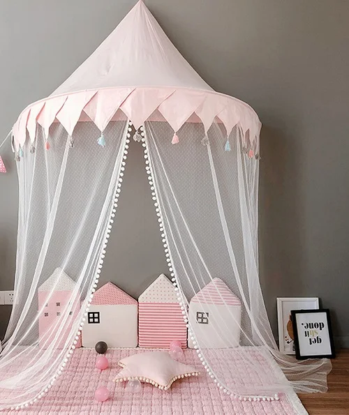 

Kids Teepee Tents Children Play House Castle Cotton Foldable Tent Canopy Bed Curtain Baby Crib Netting Girls Boy Room Decoration