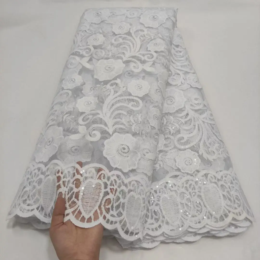 

Восковое кружево, африканская кружевная ткань, блестки, вышитая французская кружевная ткань, сетка, Белое Женское платье для вечерние ринки...