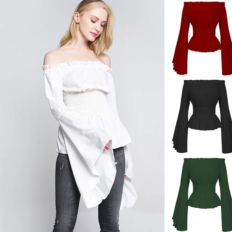 Женская блузка однотонная с бантом модная женская длинным рукавом открытыми