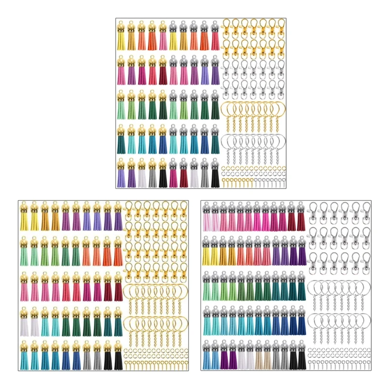 

350 Pcs/Set Key Chain Rings DIY Crafts Jewelry Earrings Making Accessories Keychain Tassel Pendants