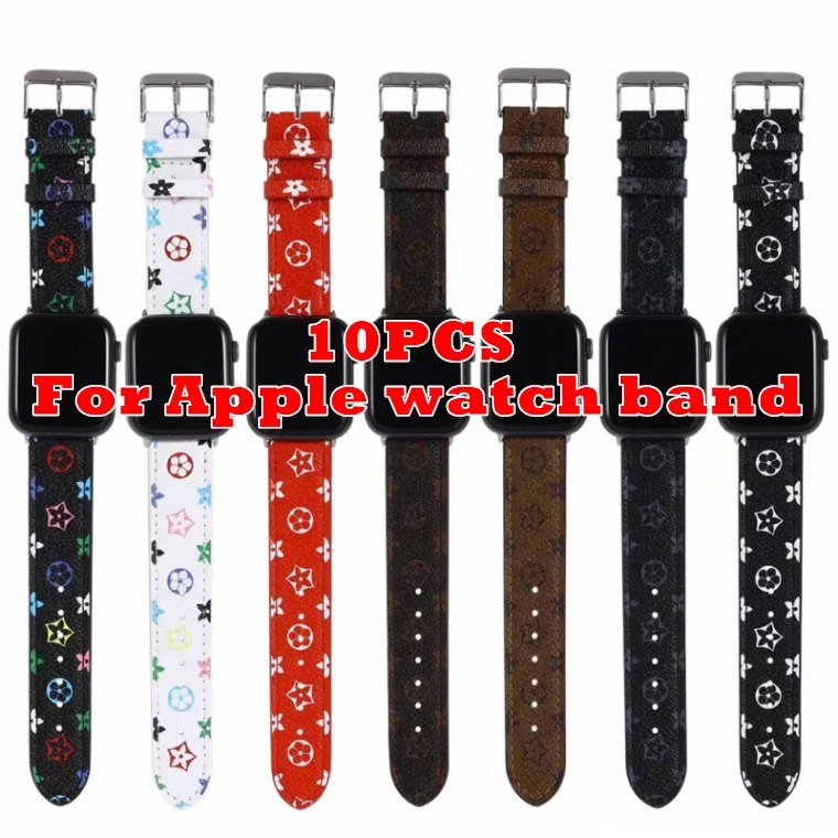 

Fhx-m86 10pcs strap for Apple watch band iWatch serie 6 SE 5 4 3 Genuine Leather belt bracelet watch band 38 40 42 44mm