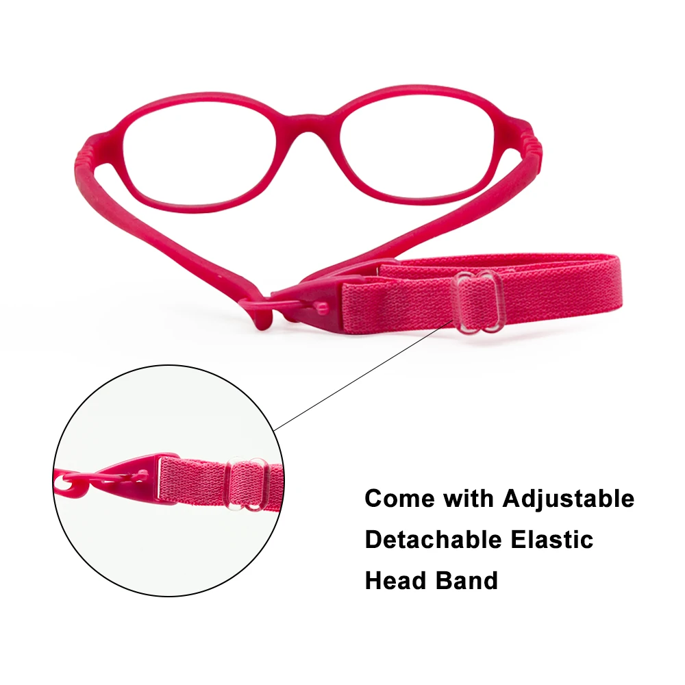 Детские очки размер оправы 41 цельные без шурупов с ремешком детские безопасные