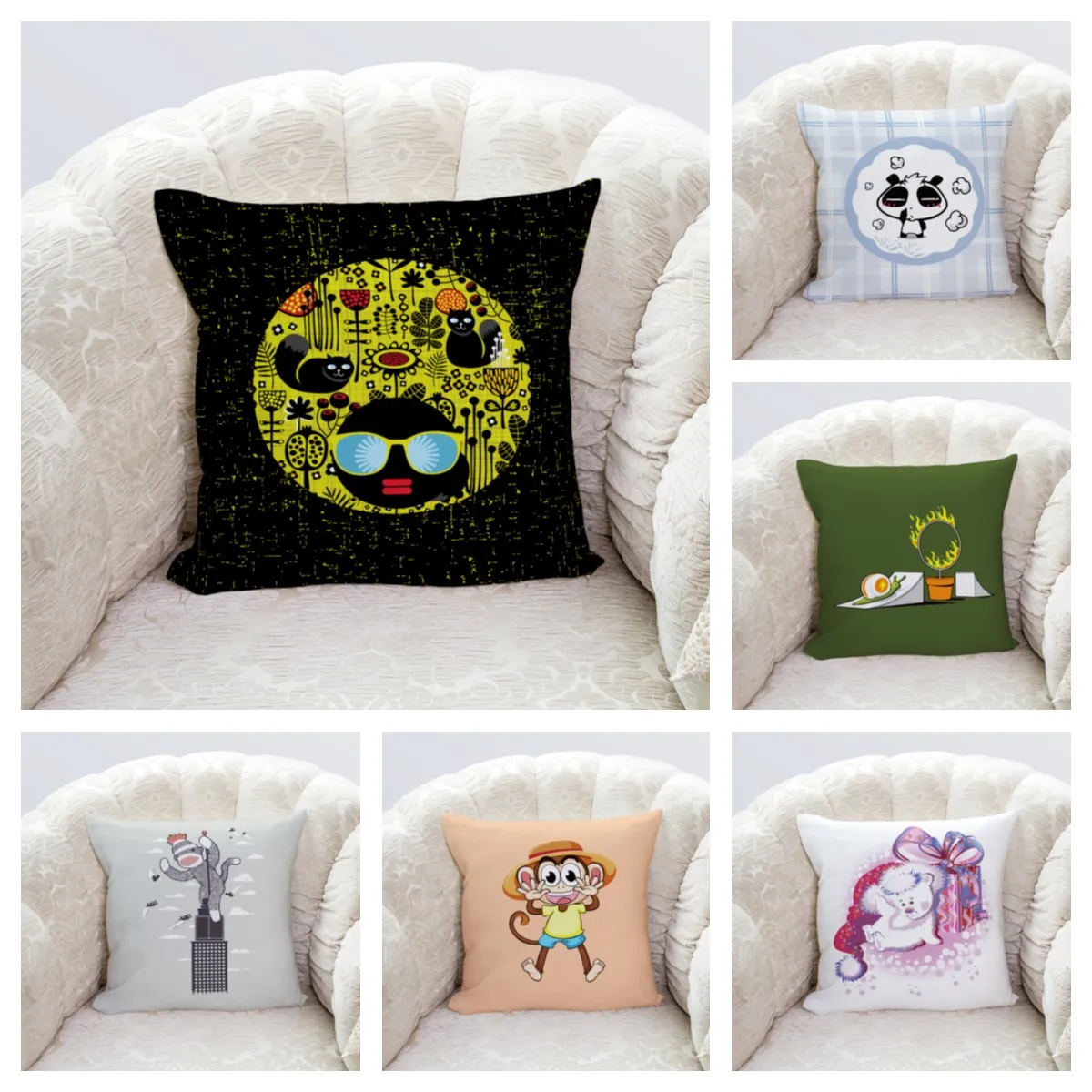 

Cartoon pillowcase, car cushion cover, living room sofa pillowcase, bedside pillowcase, multi-size optional, customizable