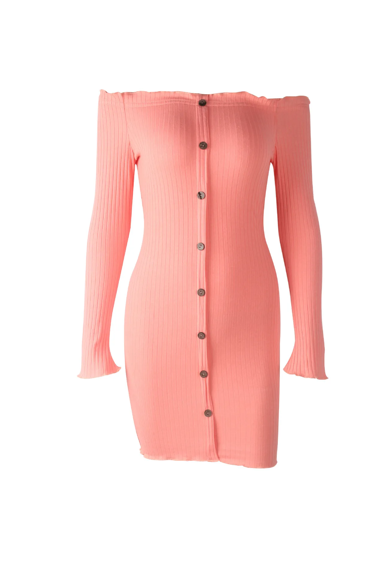 

Autumn/Winter Cotton Pit Strip Sexy Off-the-shoulder Sexy Hip Dress Women Long Sleeve Dress Bodycon Party Dress