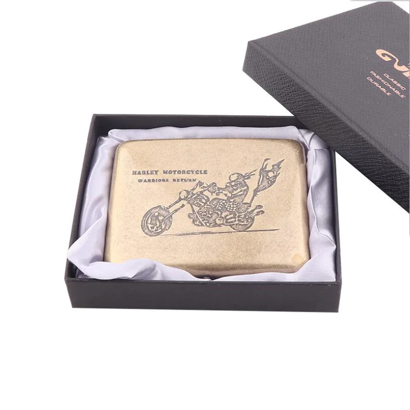 Cigarette Case 10 Винтажный чехол для сигарет из чистой бронзы с держателем в подарочной коробке 20 шт. обычная коробка для сигарет с 2 зажимами в качестве идеального подарка - Цвет: Cigarette Case 10