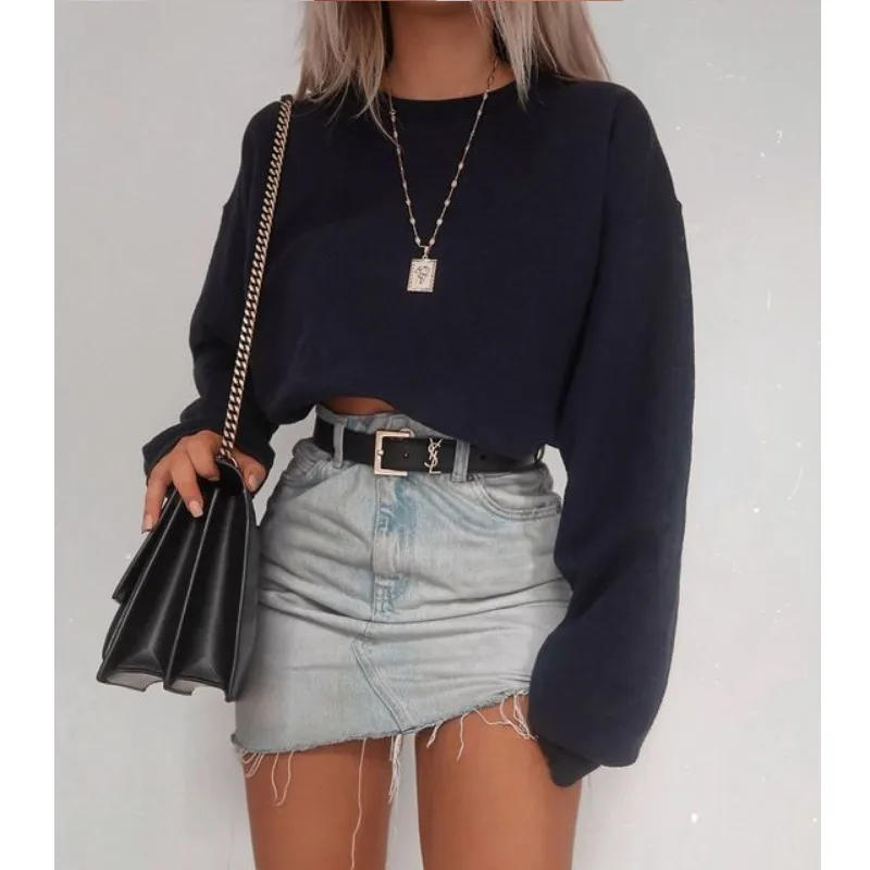 Женская короткая футболка в полоску повседневная облегающая Корейском стиле с