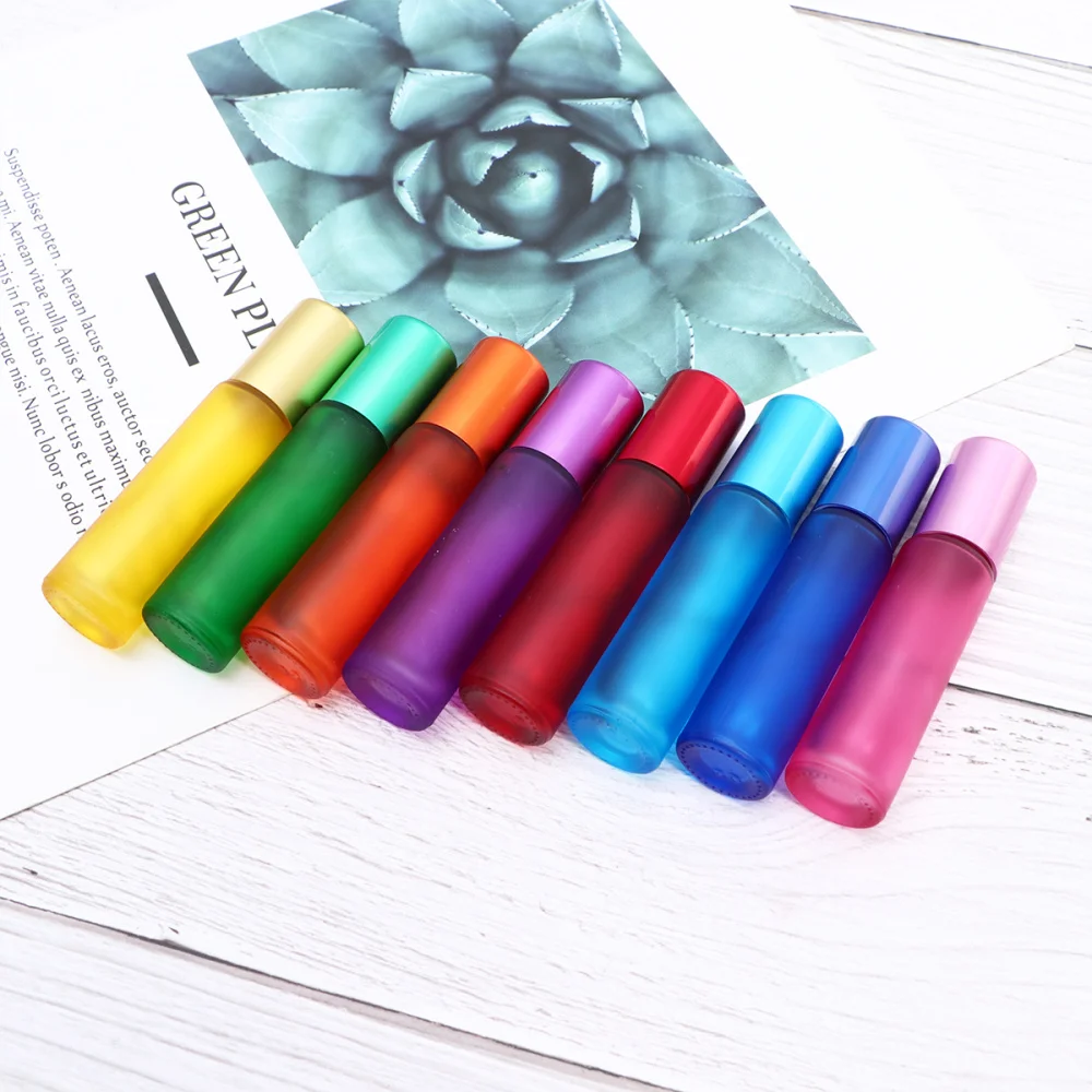 

8pcs Empty Roll-on Bottle Glass Steel Beads Cosmetic Bottle Subpacking Bottle Small Storage Bottle for Daily Use (10ml)