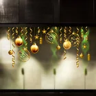 Наклейки на окна, с рождественскими шариками, спиральная лента, настенные оконные наклейки, для украшения дома, праздника