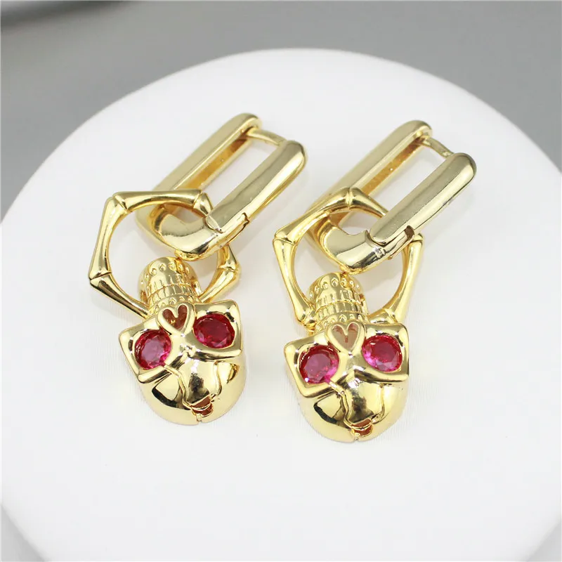 5 пара/лот Модные cz серьги в виде красочного черепа форма фианит компонент