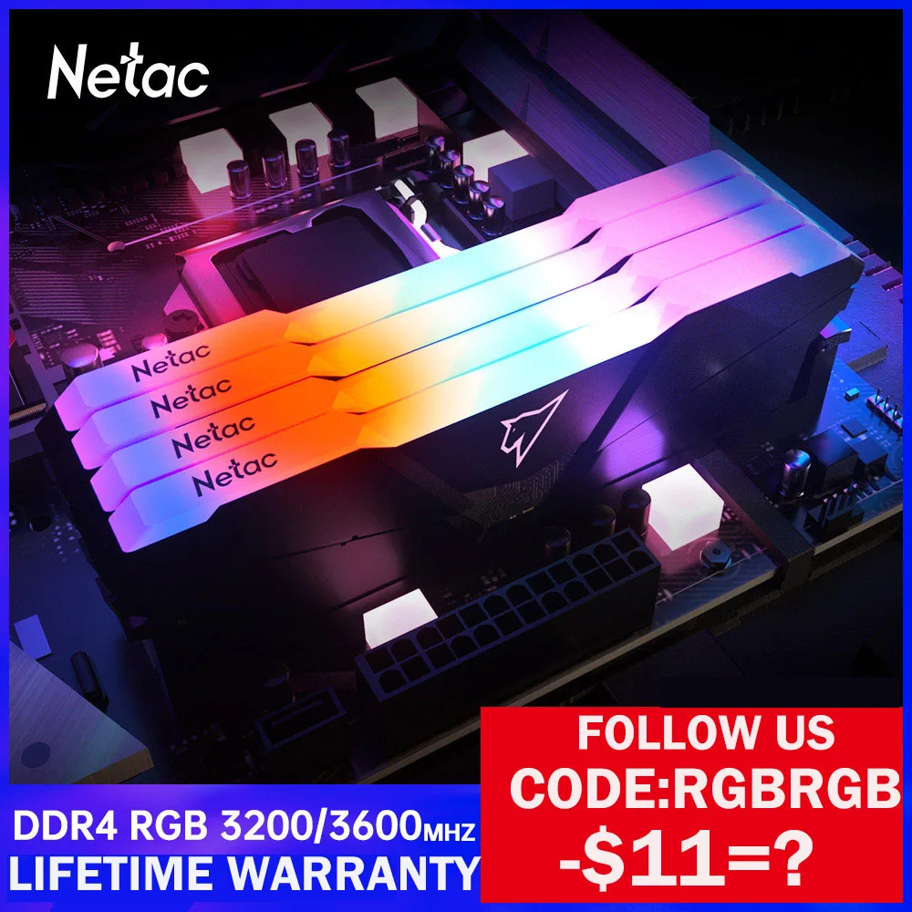 

Оперативная память Netac ddr4 RGB DDR4 8 Гб x2 16 Гб ddr4 ecc 32 Гб 3200 МГц 3600 МГц XMP 1,35 в PC4 модуль оперативной памяти для настольных игр