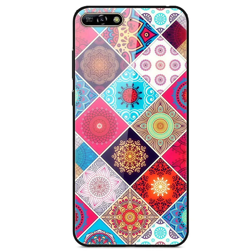 

Case For Huawei Y6 2018 Back Phone Cover Black Silicone Bumper With Tempered Glass Series 3