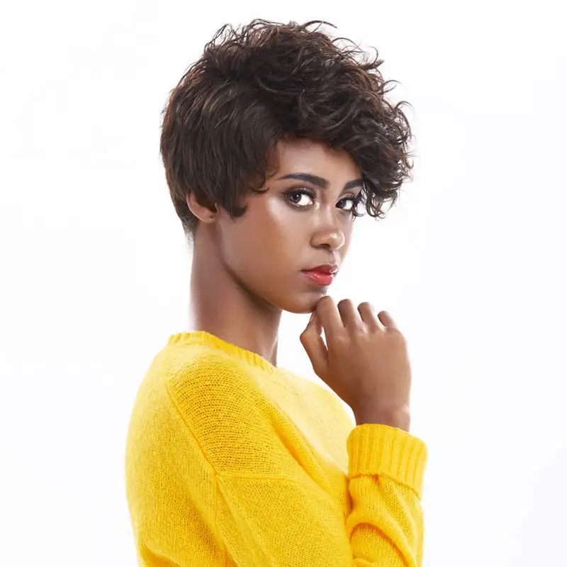 Парик Rebecca pixie cut короткий волнистый парик бразильские человеческие волосы Remy для