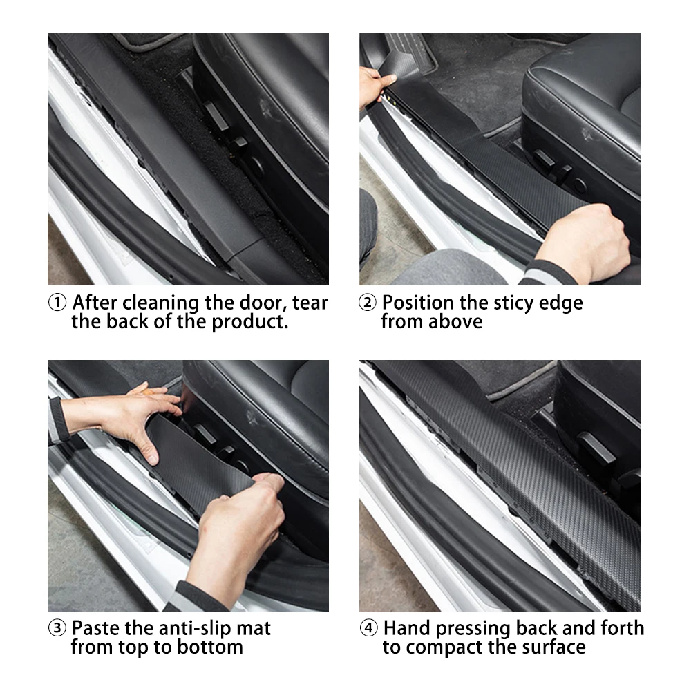 

Accessories for Tesla Model 3 2020 2019 2018 2017 Car Interior Carbon fiber Style Door Protection Cover Sticker Sills Guards