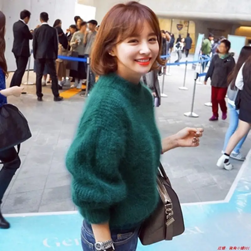 

Женский вязаный Свитер оверсайз, повседневный толстый пуловер свободного покроя с круглым вырезом, весна-осень 2021, E352