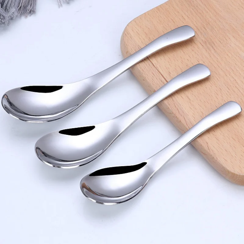 Прочные ложки для супа из нержавеющей стали со слегка изогнутой ручкой 304 ложка