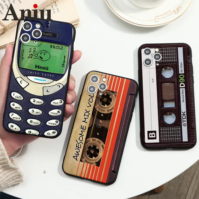 

Vintage Cassette Tape Retro Style Soft Silicone Cases For iPhone 7 8 X XR XS 11 12 13 Pro Max Mini 5 5S SE 2020 6 6S Plus Bumper