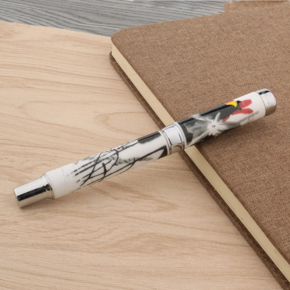 Ручка перьевая с синим и белым фарфоровым рисунком лотоса канцелярская школьные