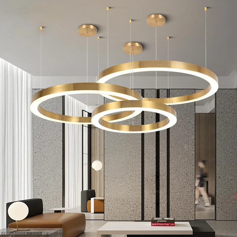 

Post-modern living room LED chandelier lighting ring combination dining room chandelier decoration bedroom bar loft cafe lamp