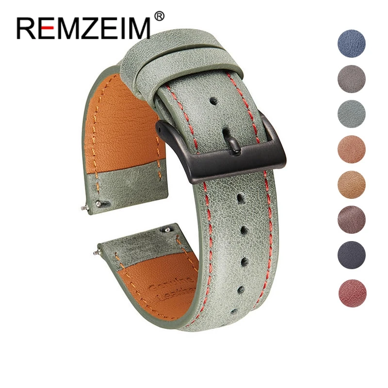 

Genuine Leather Watchbands Calfskin Replace Quick Release Watch Straps 20mm 22mm Watch Accessories Men Women Soft Watchband