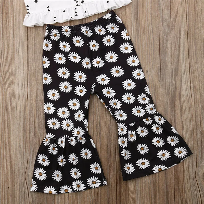 

Toddler Baby Girls Clothes Outfits Crop top Vest +Floral Flare Pants 2PCS Sets Baby Summer Clothing 1-6Y