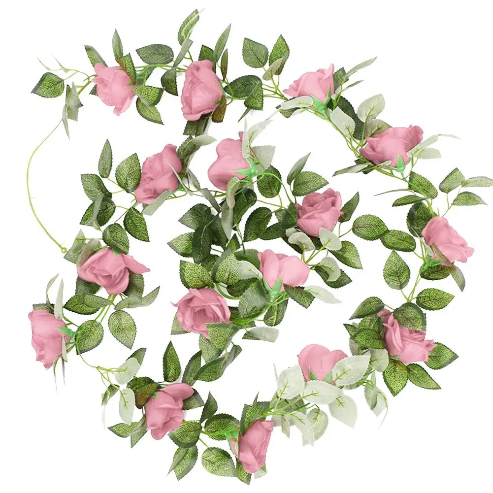 

New 220cm Artificial Flower Rose Vine Hanging Garland For Party Home Wedding Decoration Artificial Plant Flower Vine Hot Sale