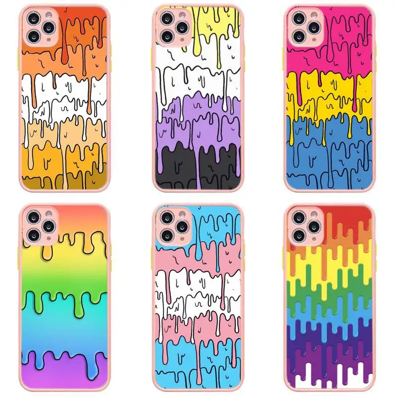 

Pastel Cute Melting Trans Pride Phone Case Pink Transparent Matte For IPhone 7 8 11 12 S Mini Pro X XS XR MAX Plus Cover Shell