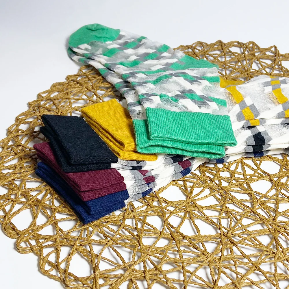 

Fashion Ankle Socks Women Spell Color Striped Sheer Mesh Glass Silk Socks Ultrathin Transparent Crystal Girls Short Sock