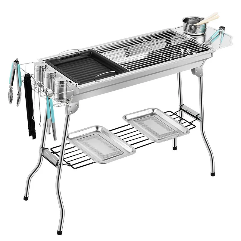 

Outdoor barbecue rack for more than 5 people in the wild charcoal home barbecue stove carbon barbecue stove full set of tools