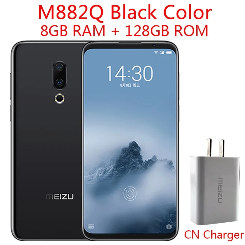 Официальный Meizu 16th, 16 ГБ, 6 ГБ, 64 ГБ, Восьмиядерный процессор Snapdragon 845, 6,0 дюйма, 2160x1080 P, 3010 мАч, батарея, двойная камера заднего вида - Цвет: CN Black 8G 128G