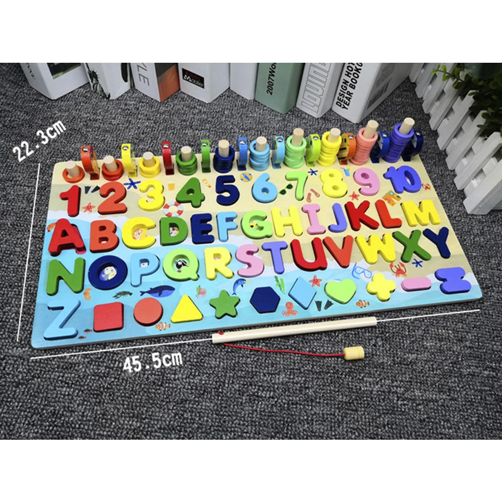 

Children Busy Board Math Fishing Montessori Educational Wooden Toys Children's Wooden Preschool Montessori Toy Counting Geometry