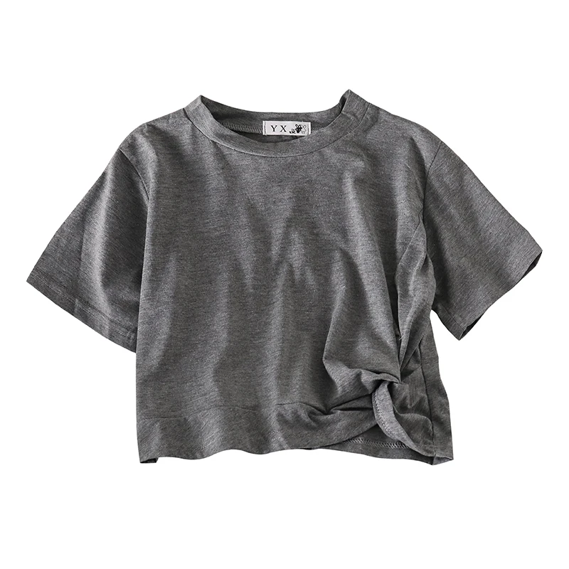 

Top Short Women's Chic Elegant 2021 Summer New Knotted Inspirational Design Stylish Short Sleeve T-shirt Ins Fashion