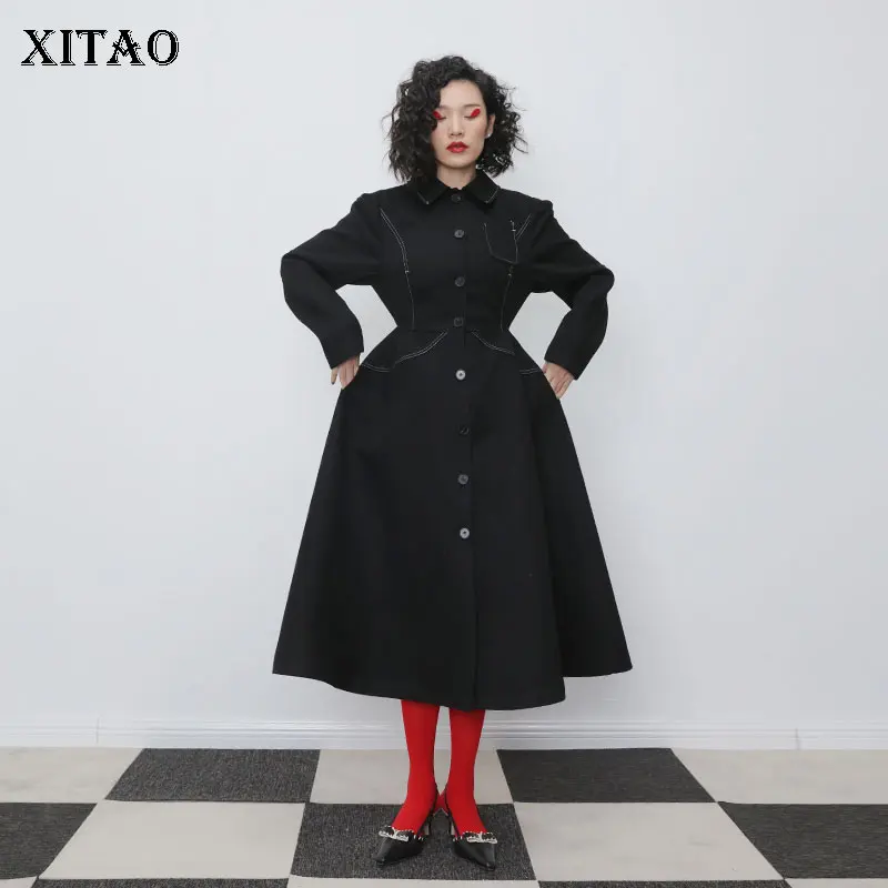 XITAO размера плюс Плиссированное Смешанное женское черное маленькое свежее 2020