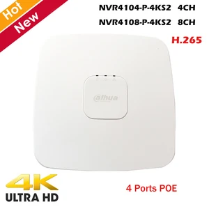 Сетевой видеорегистратор Dahua с логотипом NVR NVR4104-P-4KS2 NVR4108-P-4KS2 4k высокой четкости 4ch 8ch Smart 1U 4 PoE порта H.265 Сетевой Видео Регистраторы