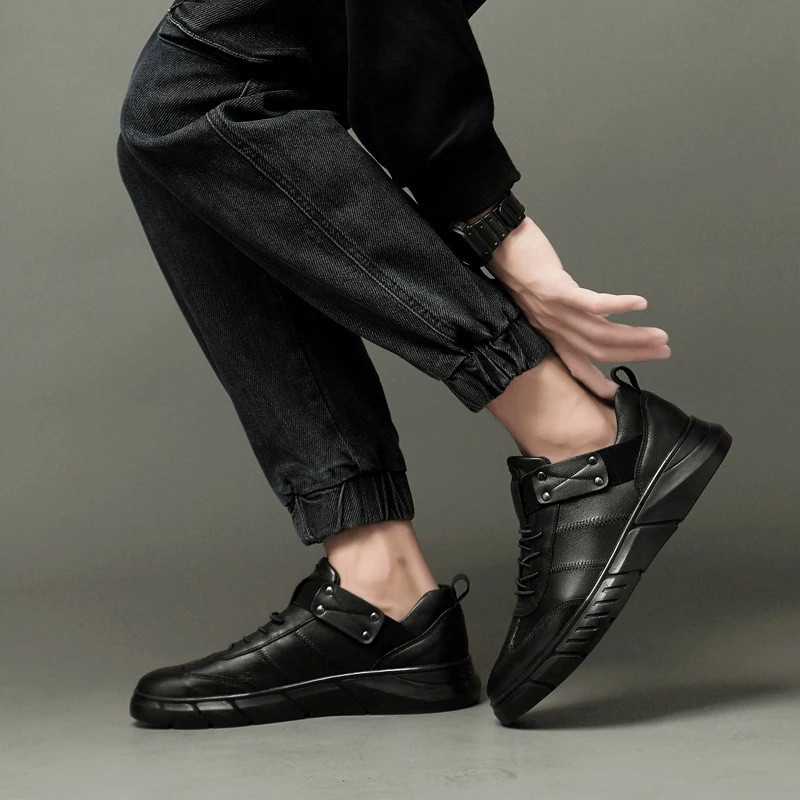 Мужская повседневная обувь Ботильоны из натуральной кожи Модная мягкая мужская