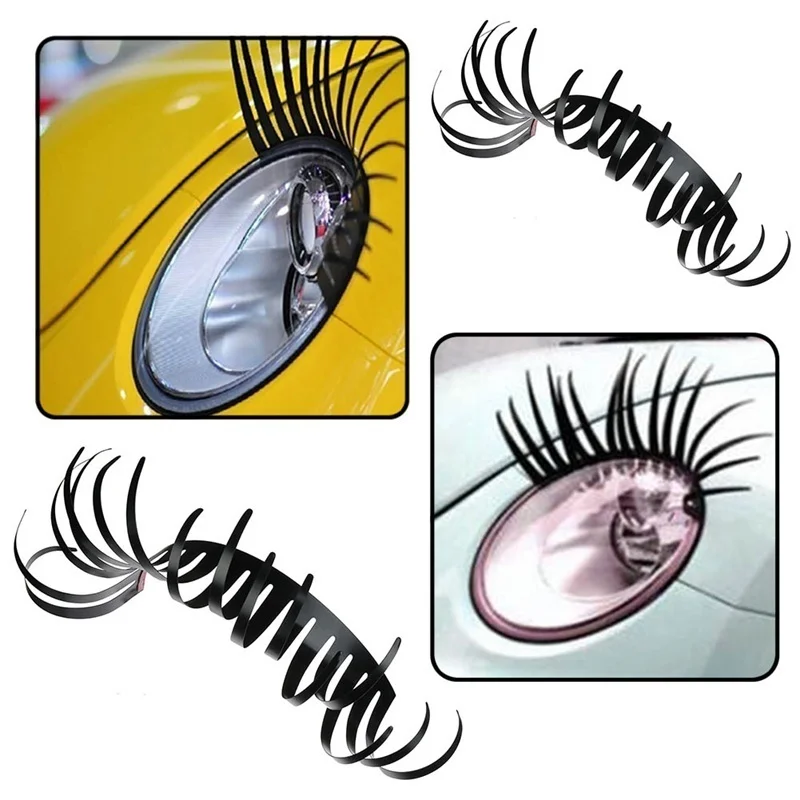 Car sticker headlight three-dimensional beautiful eyelash stickers fake electric material eye exterior accessories new | Автомобили и