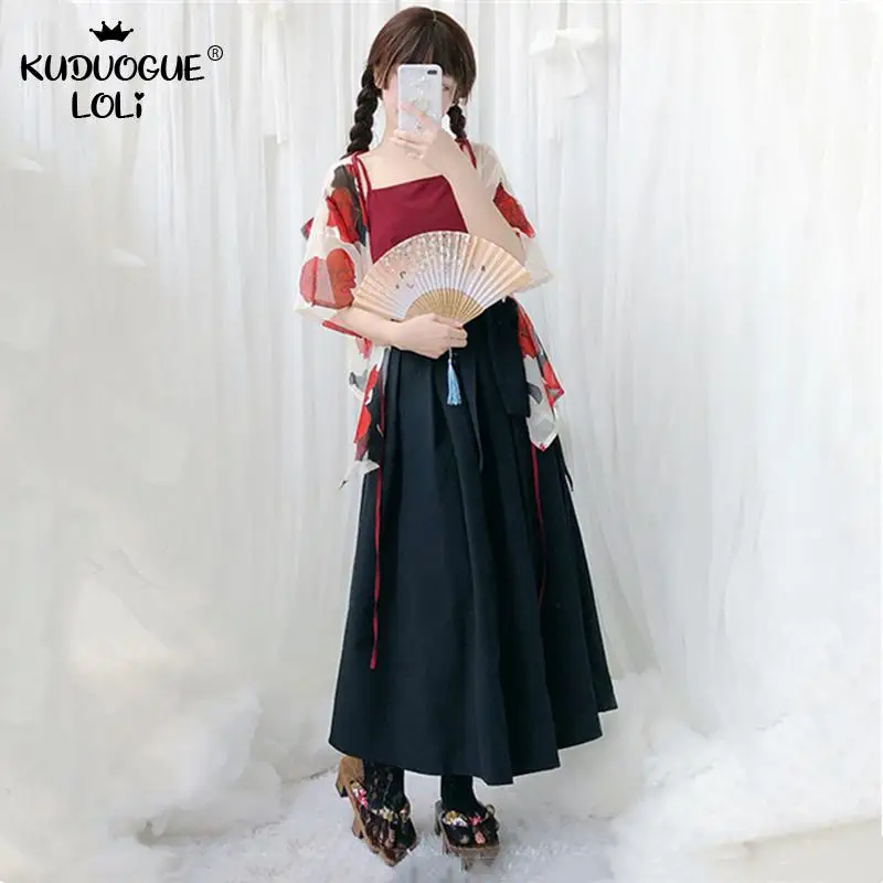 Платье-кимоно женское в японском стиле винтажная одежда с цветочным принтом для