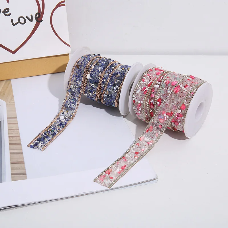 

Crushed Stone Hot Melt Tape Ribbon Diamond Chain Stone Resin Webbing Diy Clothing Bag Mobile Phone Decoration Lace Accessories