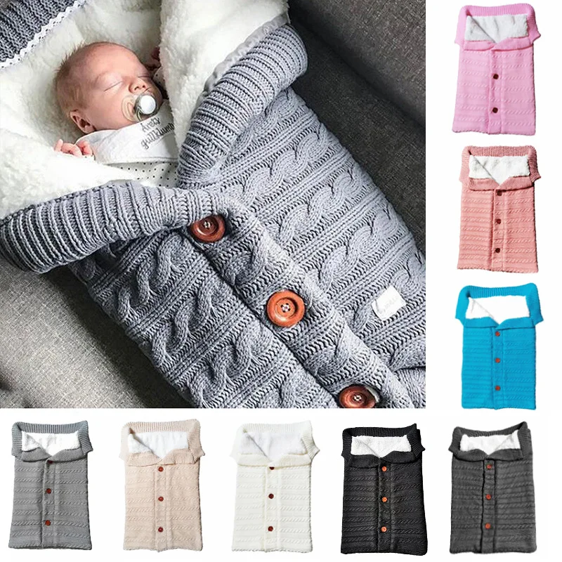 

Extract Envelope for Newborns Baby Swaddle Baby Sleeping Bag Newborn Cocoon Winter Knitted Stroller Kids Sleepsack Spiworek