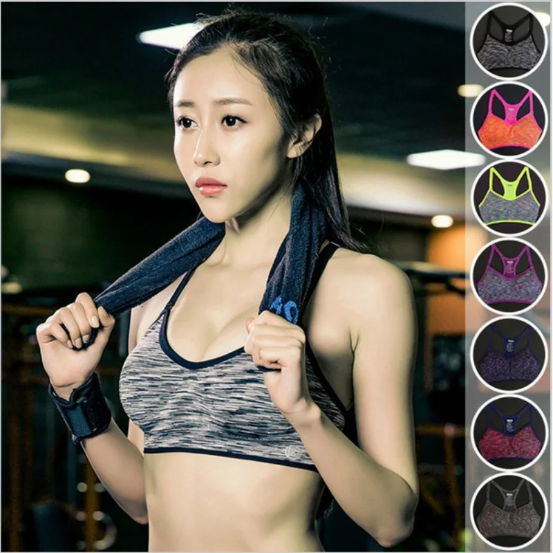 

Adjustable Spaghetti Straps Women Fitness Bra Shakeproof Stretch Brassiere Push Up Bras Top Seamless Padded Vest 2018
