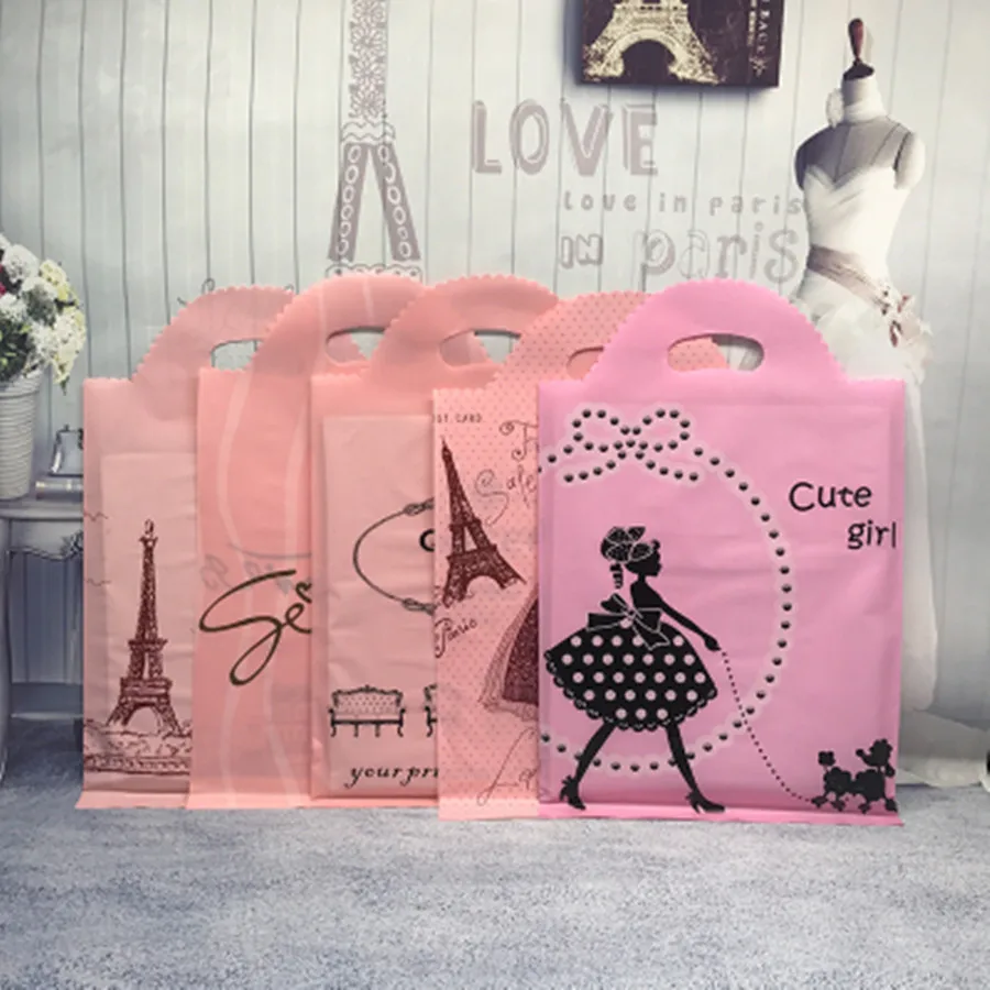 100pcs Extra thick plastic gift bags boutique men's and women's children's clothing stores carry free shipping | Дом и сад