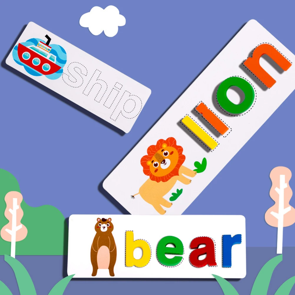 

Recognition Interactive Puzzle Toy Kids Wooden Word Game Puzzle English Letter Educational Learning Study Toy Gifts
