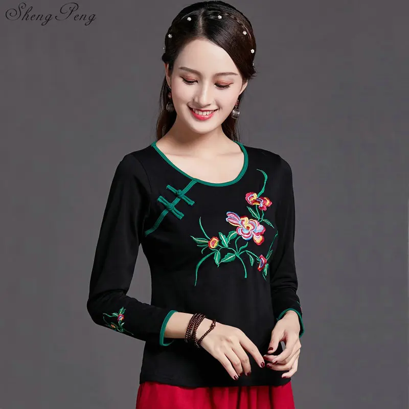 Китайский традиционный топ с цветочным принтом Cheongsam китайская блузка рубашка