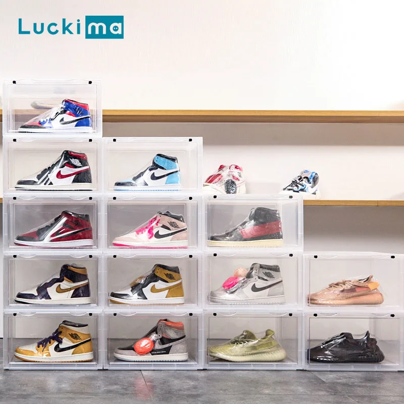 Прозрачная коробка для хранения ящиков обуви DIY собираемая комбинированная
