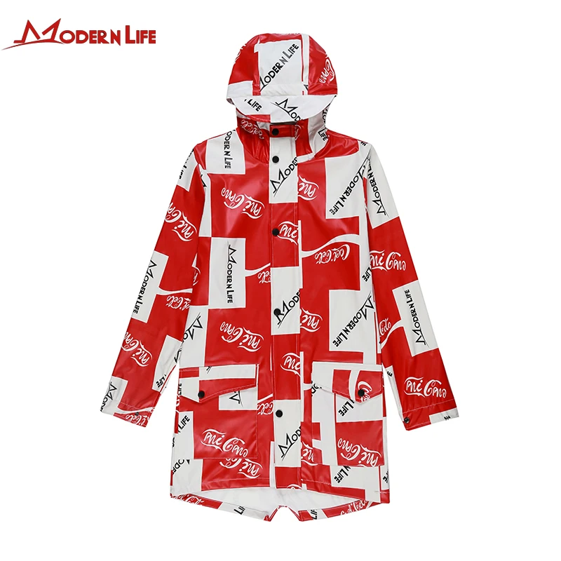 

Fashion Waterproof Long Rain Coat Mens Rain Jacket Patchwork Plaid Travel Outdoor Travel Impermeable Ladies Jacket Rainwear L