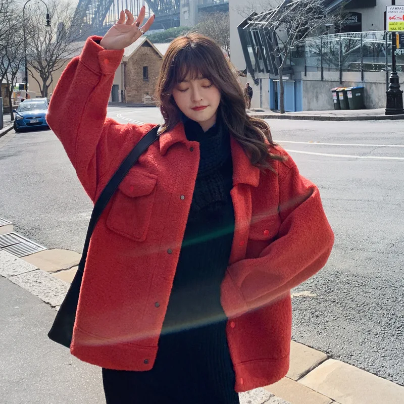 

Faux Lamb Fur Coat New 2020 Solid Warm Thick Vintage Fashion Loose Ladies Coat Winter Jacket Women Faux Fur Coat Teddy Jacket