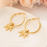 2021 new fashion gold color big circle maple drop earrings for women cute charm earring minimalist arab african jewelry